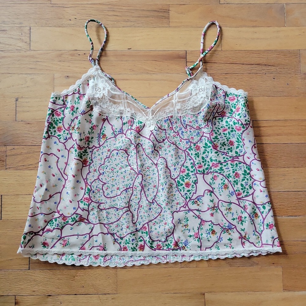 Valentino Intimo Floral Camisole Large Botanical Print Coquette Cottagecore 90s